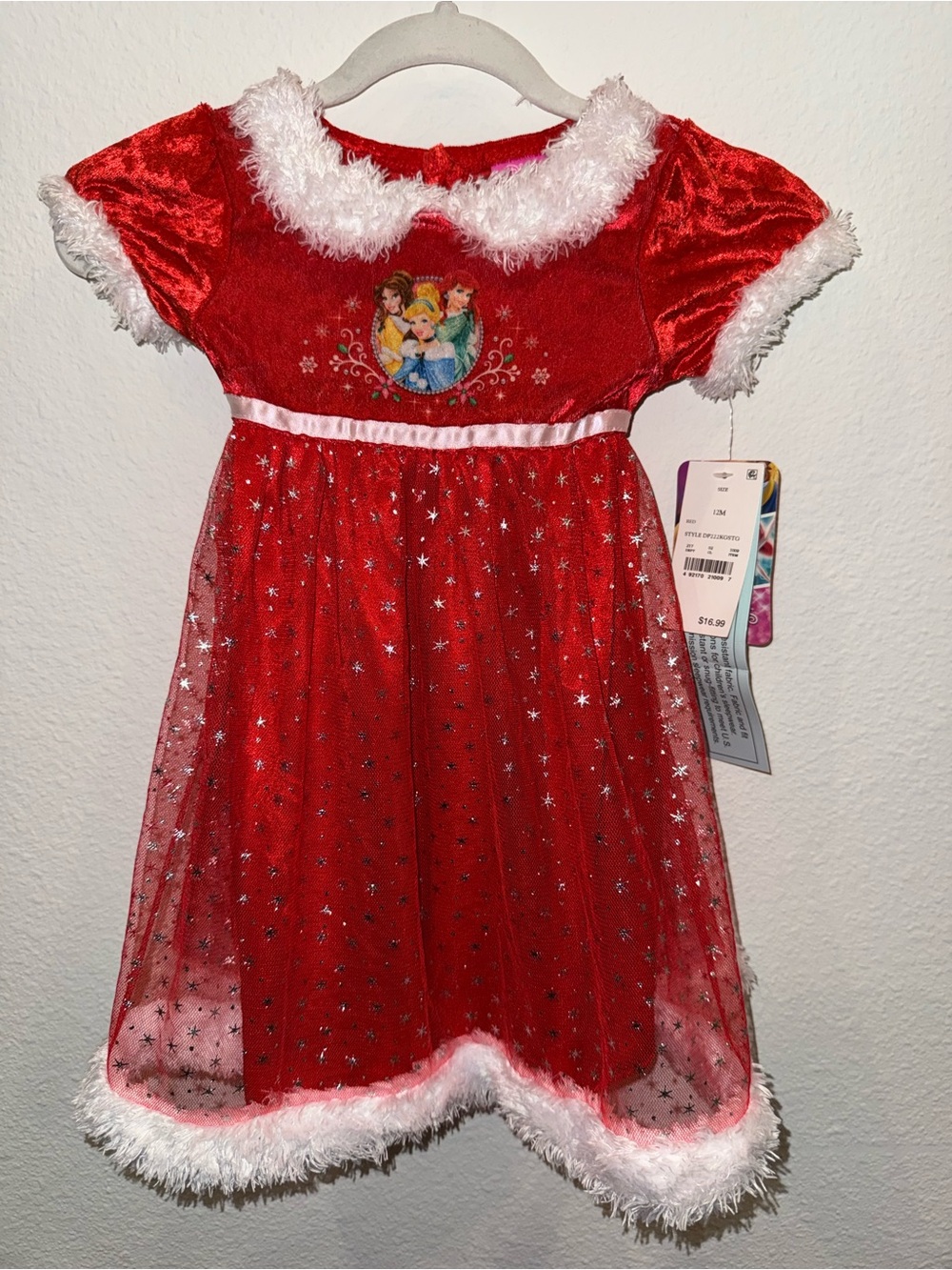 Disney Red Holiday Princess Dress with White Trim